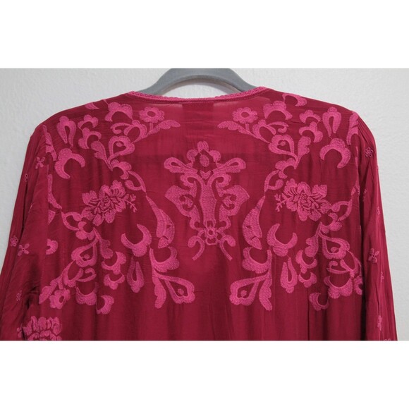 Johnny Was Pink Short Dress/Long Blouse Lace Embroidered Long Sleeves Size M - Picture 10 of 10